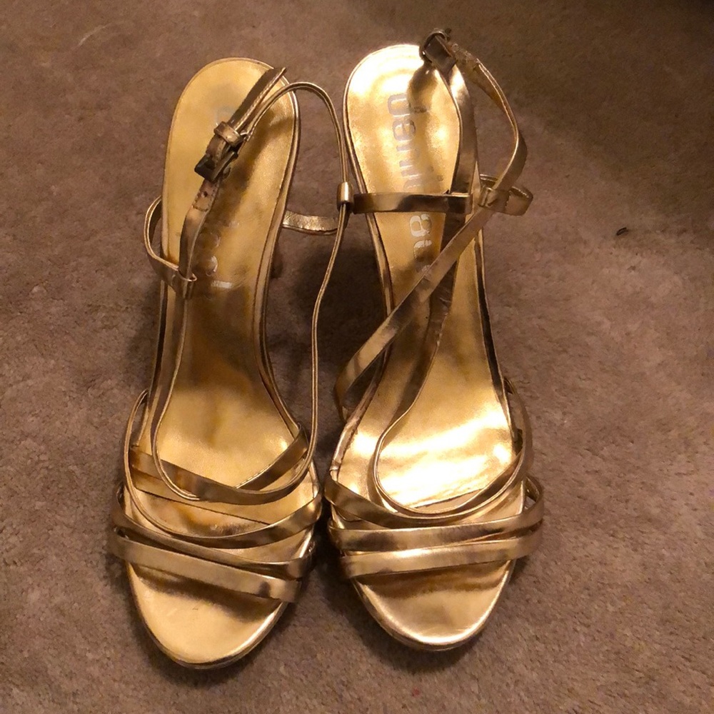 Barely Worn Gold Strappy High Heels